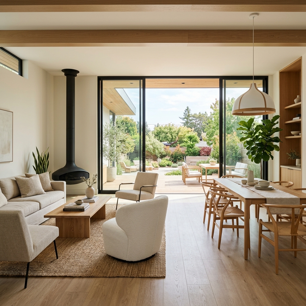 Luxury vinyl plank flooring in contemporary living space
